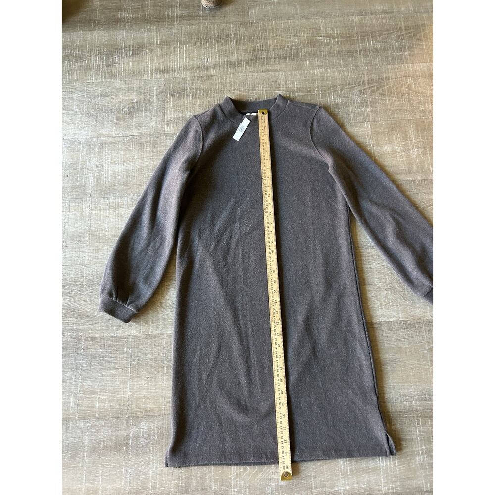 Madewell Brushed Rib Mockneck Mini Dress XXS NWT Heather Cocoa Balloon Sleeve - Picture 8 of 12